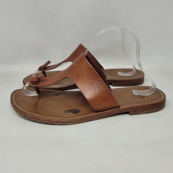 CELINE Lerins Sandals IT41 US11 Brown Leather Thong Knot Flats Slides Slip On - Picture 10 of 13